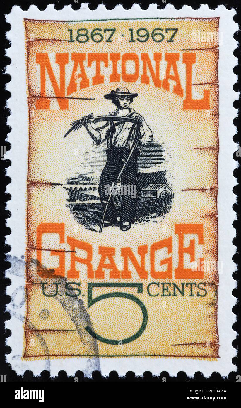 The National Grange on american postage stamp Stock Photo