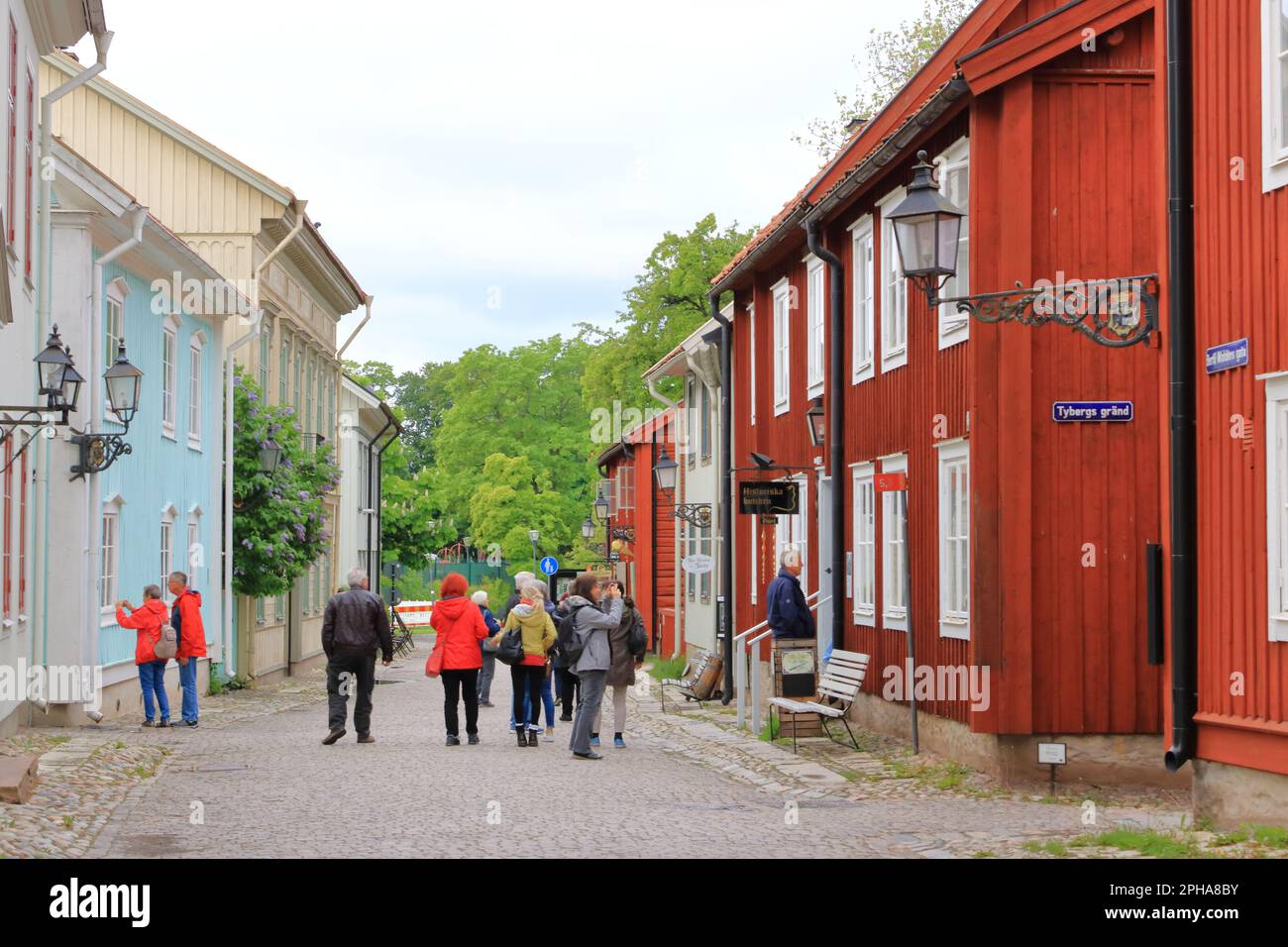 June 01 2022 Orebro in Sweden Beautiful old timber houses in