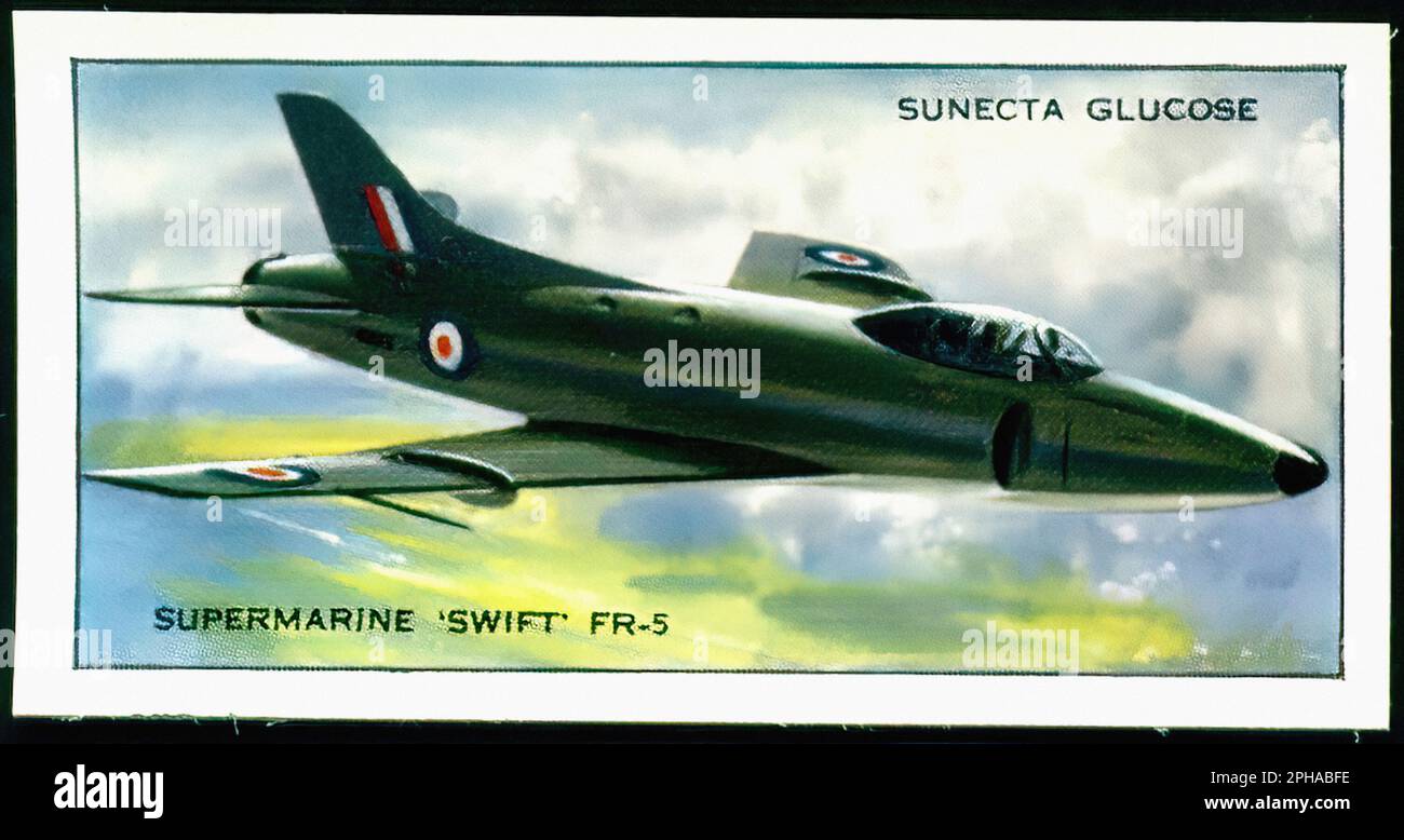 Supermarine  Swift  - Vintage British Tradecard Stock Photo