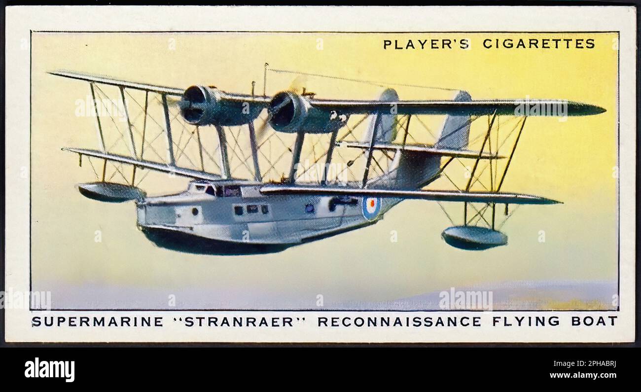 Supermarine Stranraer - Vintage Cigarette Card Stock Photo