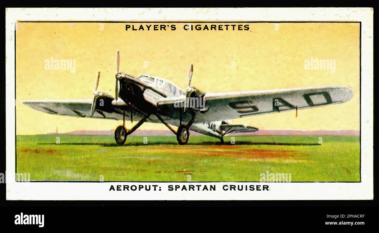Aeroput, Spartan Cruiser - Vintage Cigarette Card Stock Photo