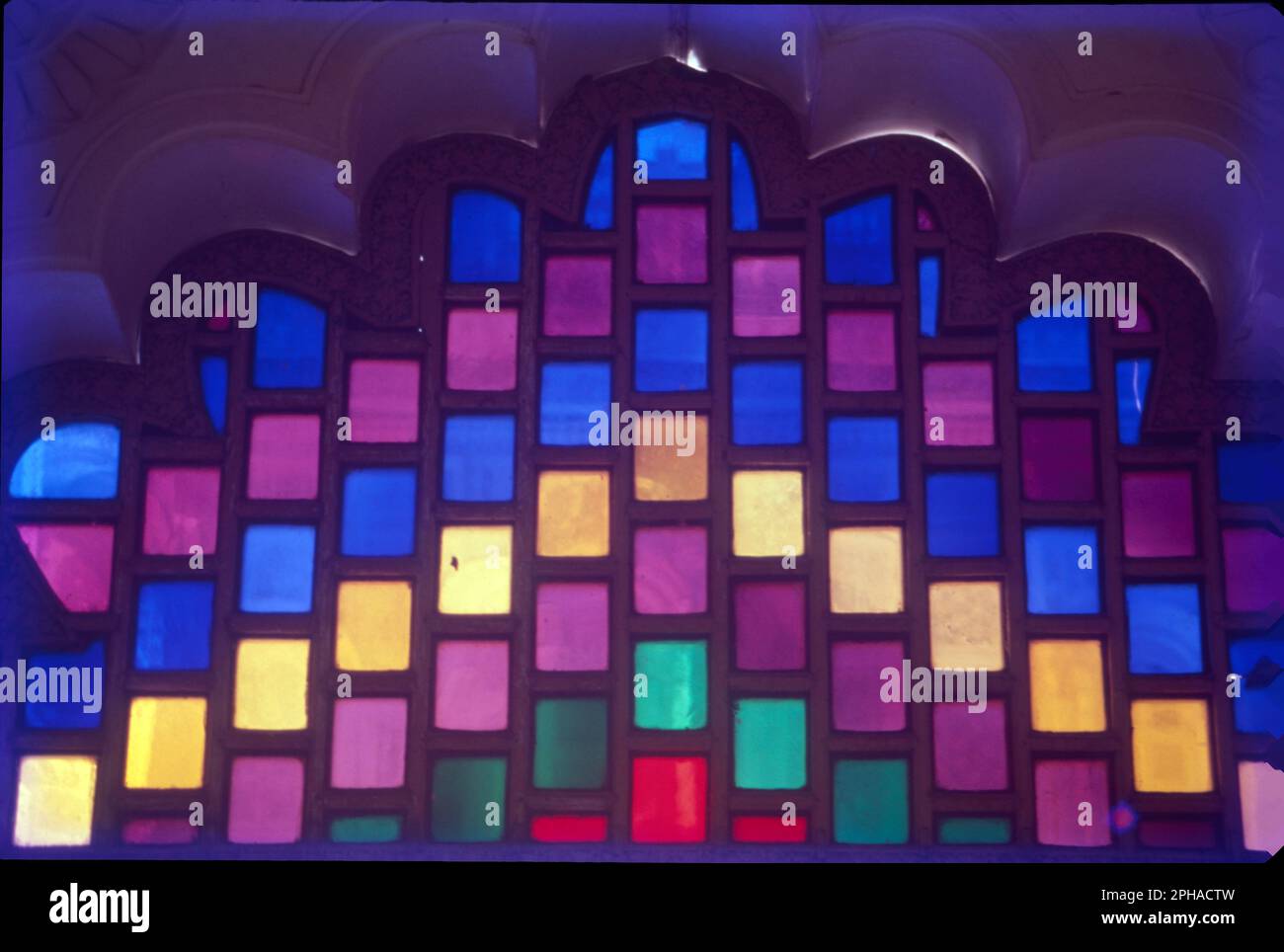 Stain Glass Window at Jaisalmer Palace, Rajasthan, India Stock Photo