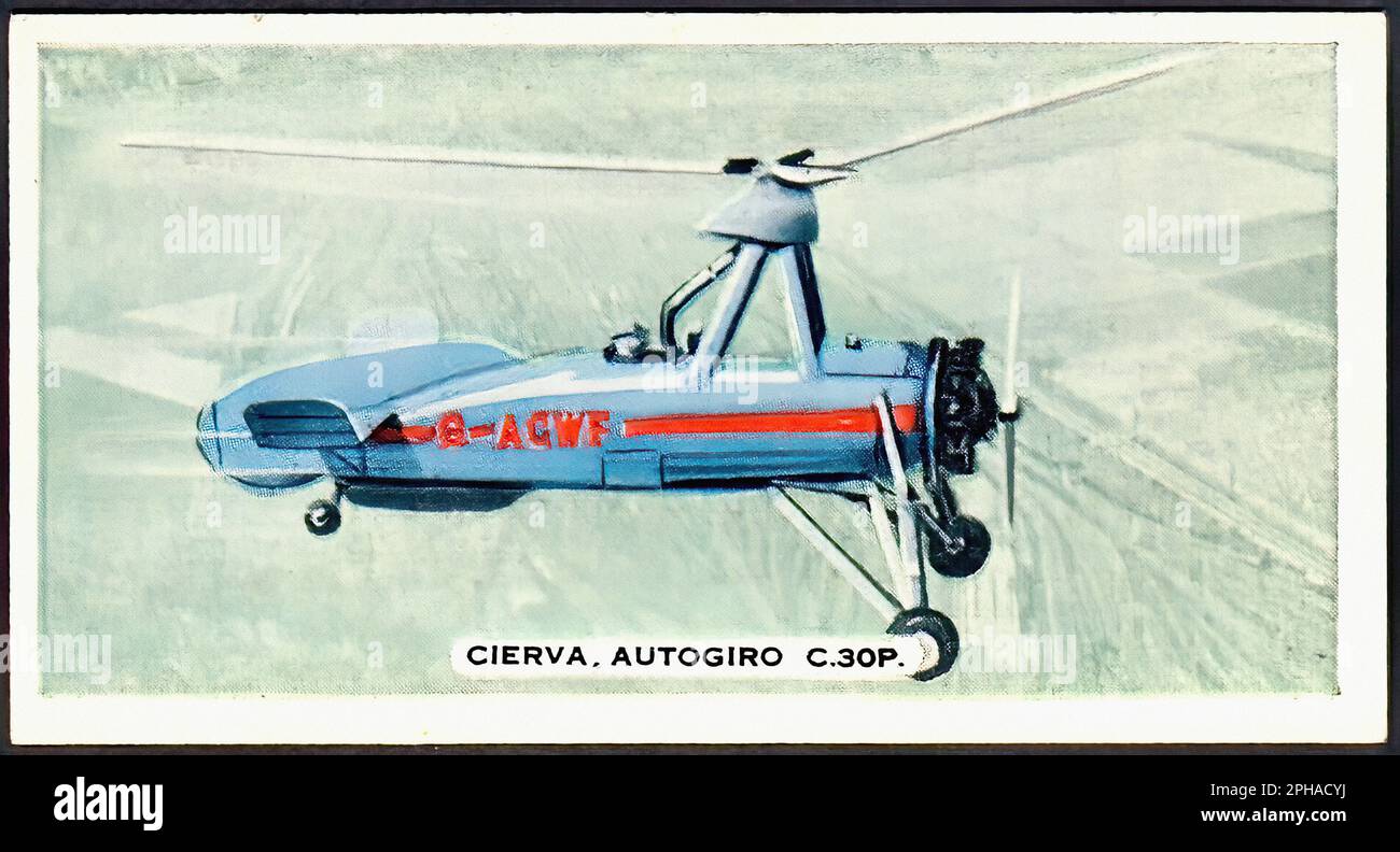 Cierva Autogiro Vintage Cigarette Card Stock Photo Alamy