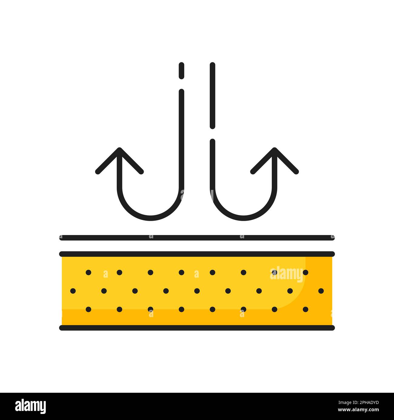 Waterproof fabric, liquids resistant surface. Waterproof breathable mattress, anti corrosion material outline icon. Vector skin care and protection si Stock Vector