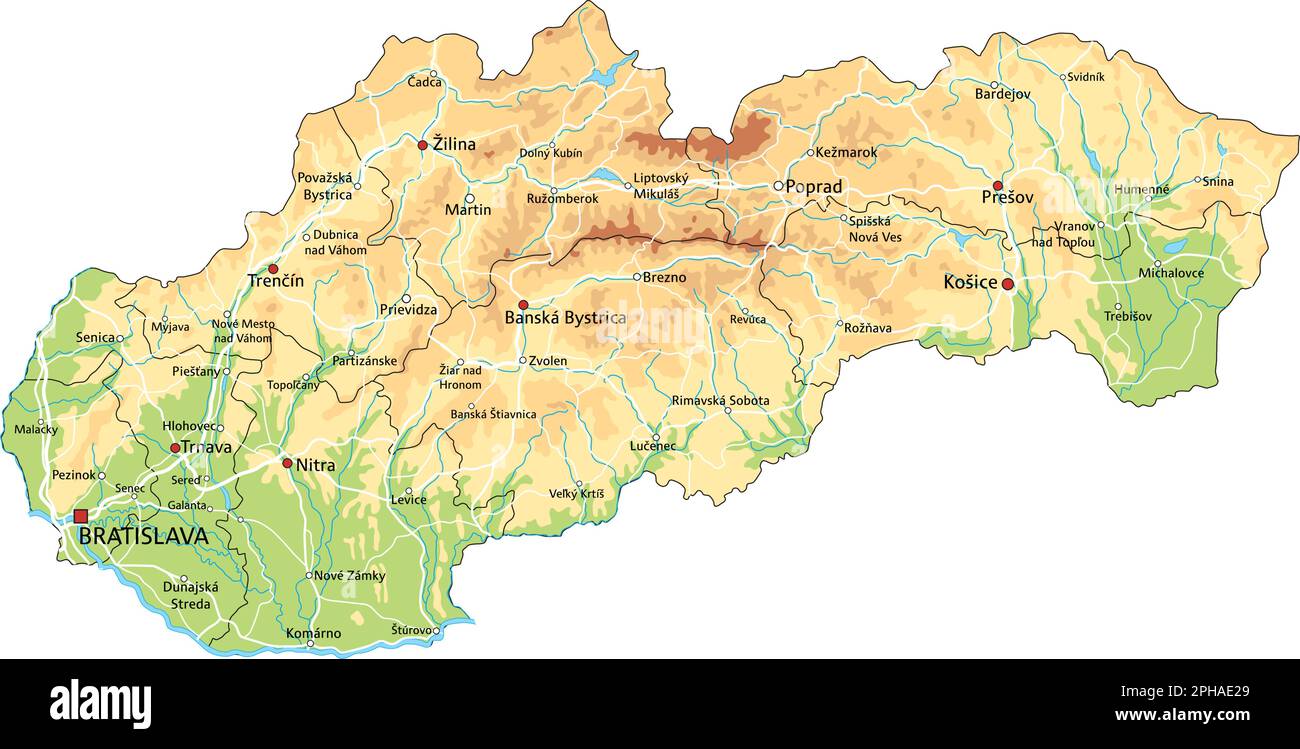 Highly Detailed Slovakia Physical Map With Labeling Stock Vector Image Highly Detailed Slovakia Physical Map With Labeling 2PHAE29
