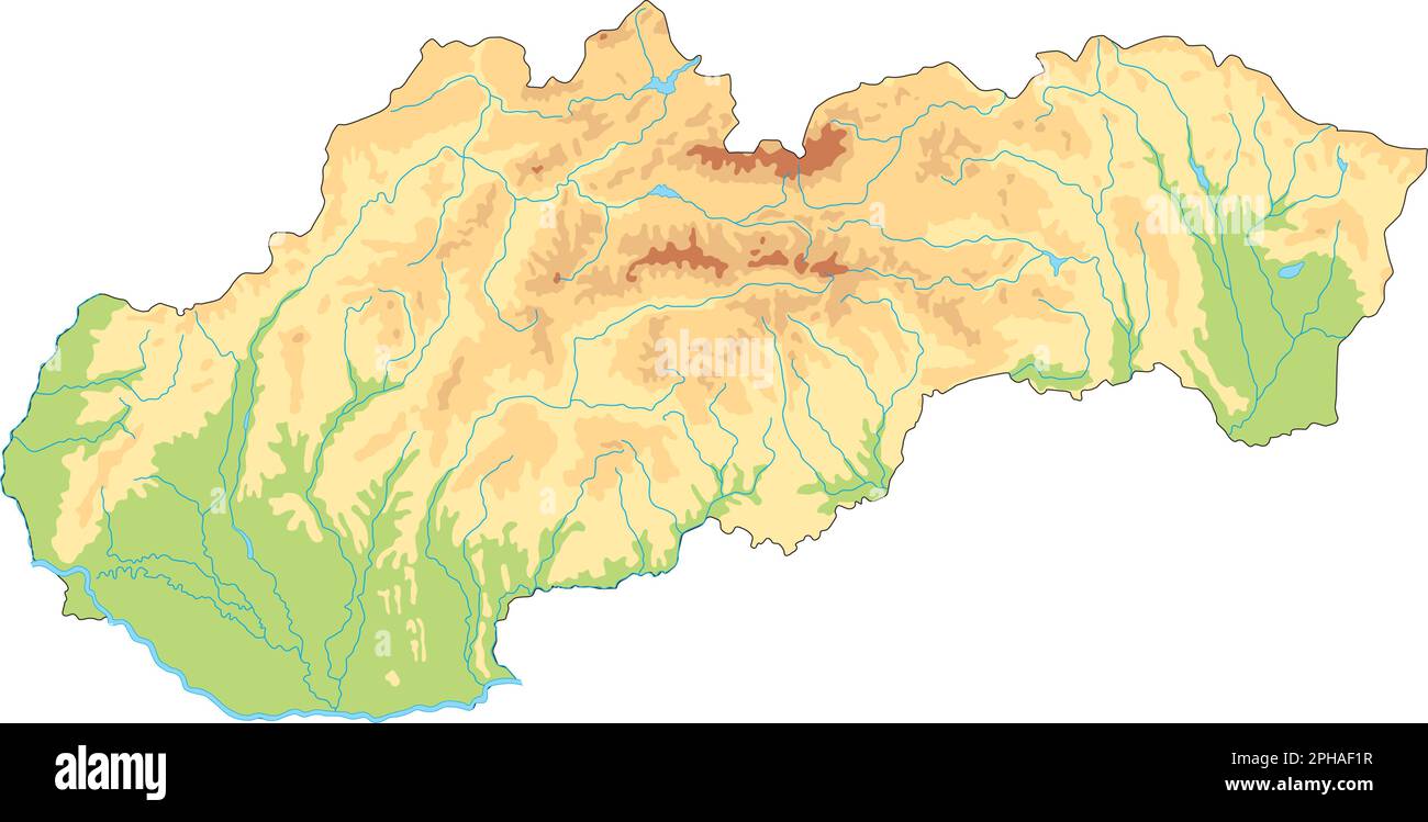 Highly detailed Slovakia physical map. Stock Vector