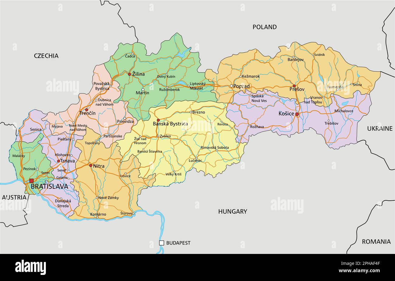 Slovakia Highly Detailed Editable Political Map With Labeling Stock Slovakia Highly Detailed Editable Political Map With Labeling 2PHAF4F