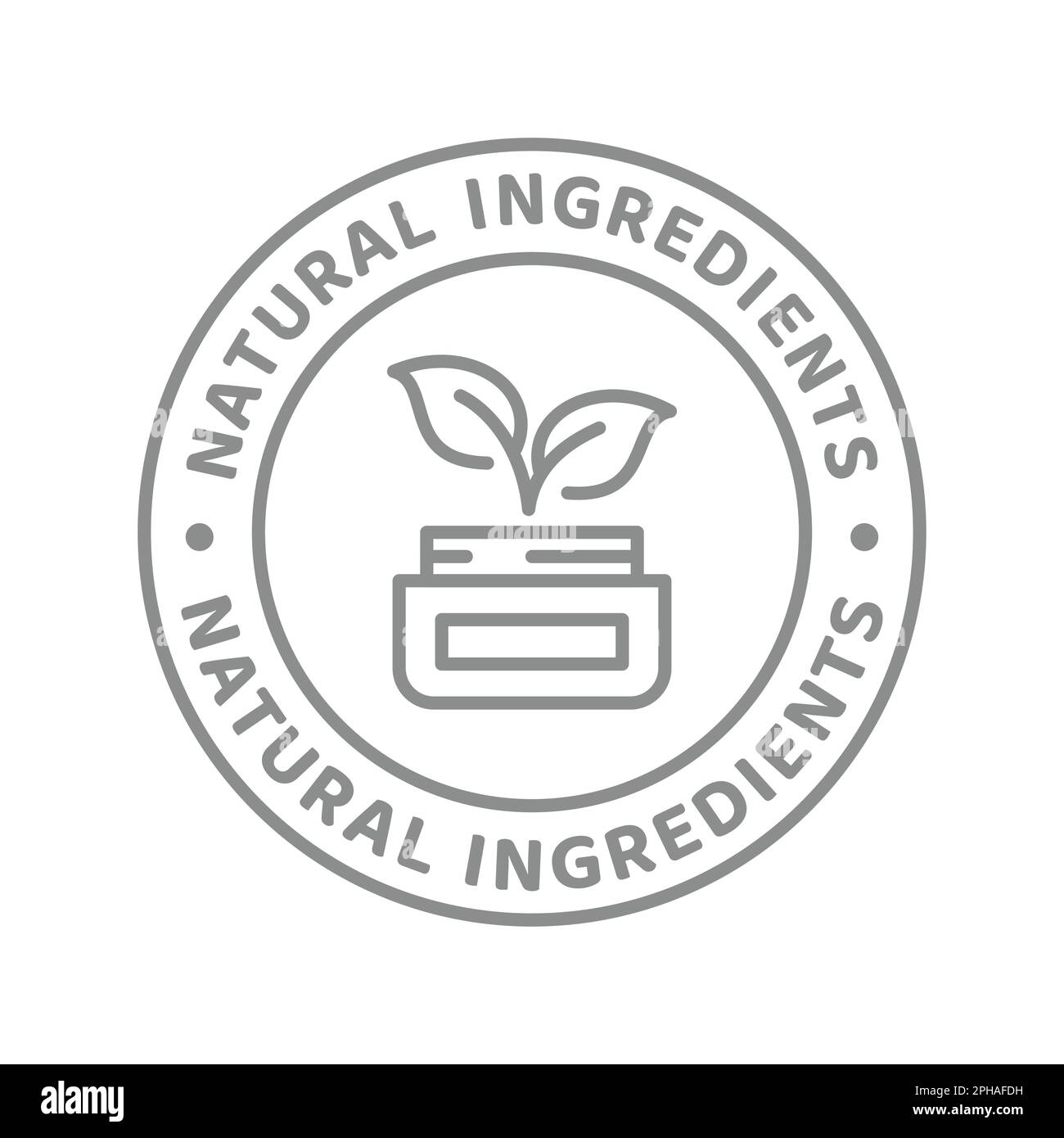 Natural ingredients cosmetics line vector label. Skin care, organic product badge. Stock Vector