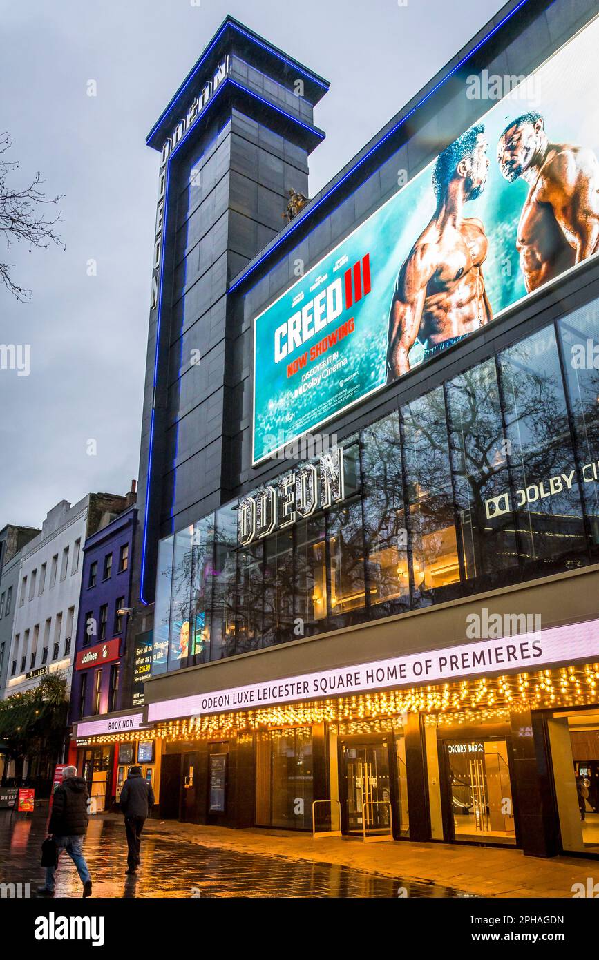 Odeon Luxe Leicester Square cinema, an iconic building in the Art Deco style and completed in