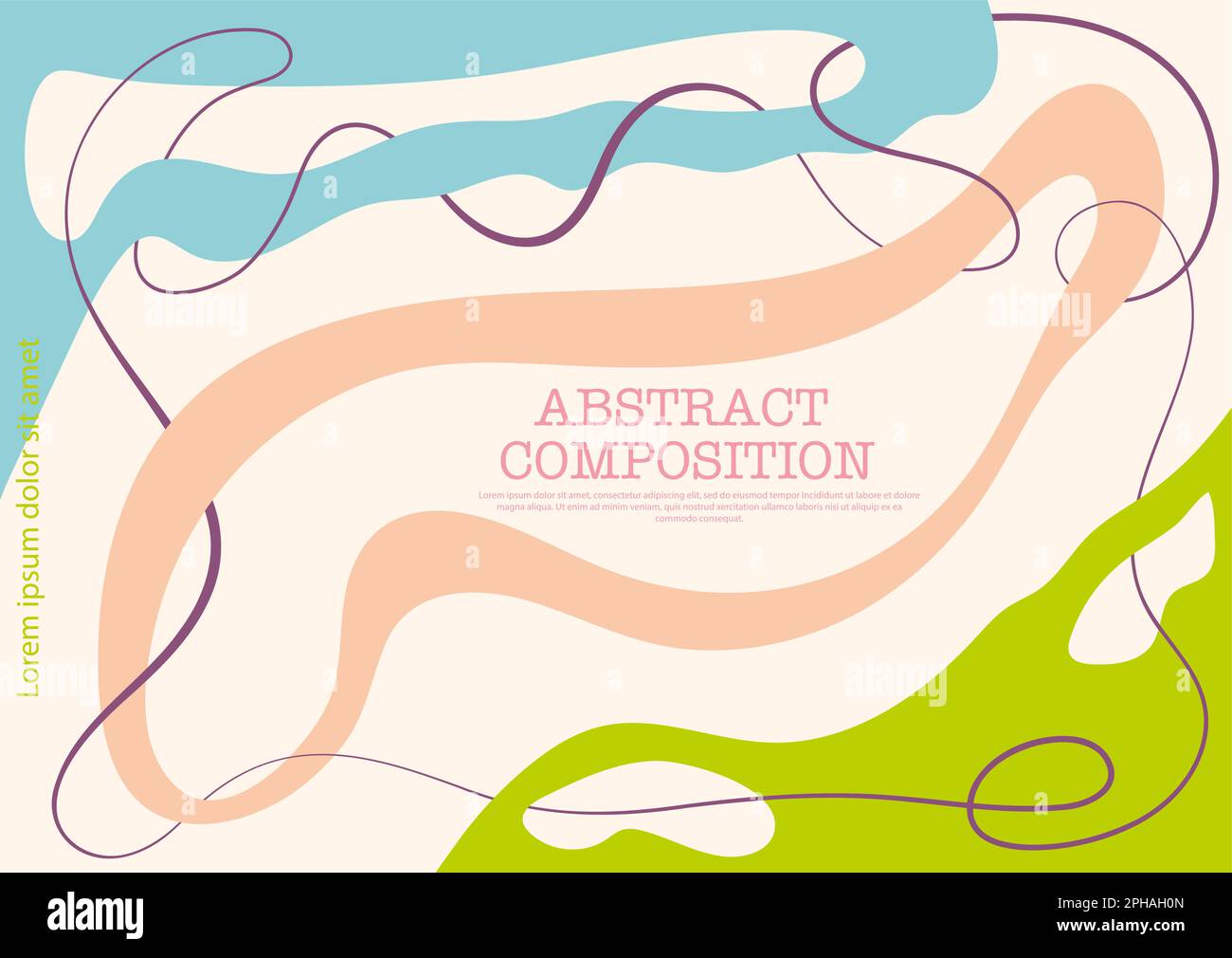 Abstract background with deformed shape and sinuous lines. Simple color