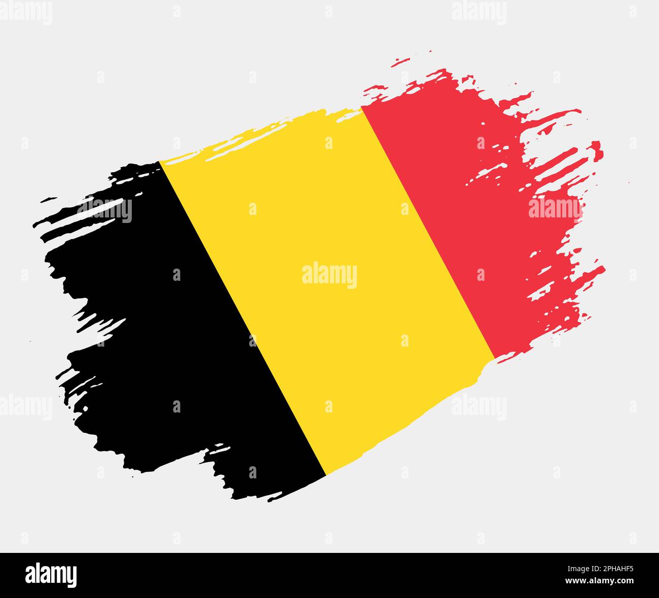 Artistic grunge brush flag of Belgium isolated on white background ...