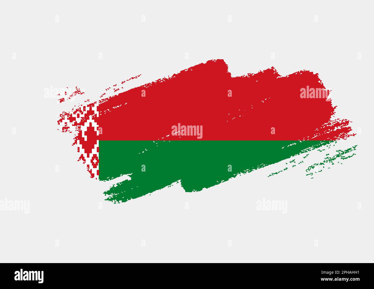 Artistic grunge brush flag of Belarus isolated on white background. Elegant texture of national country flag Stock Vector