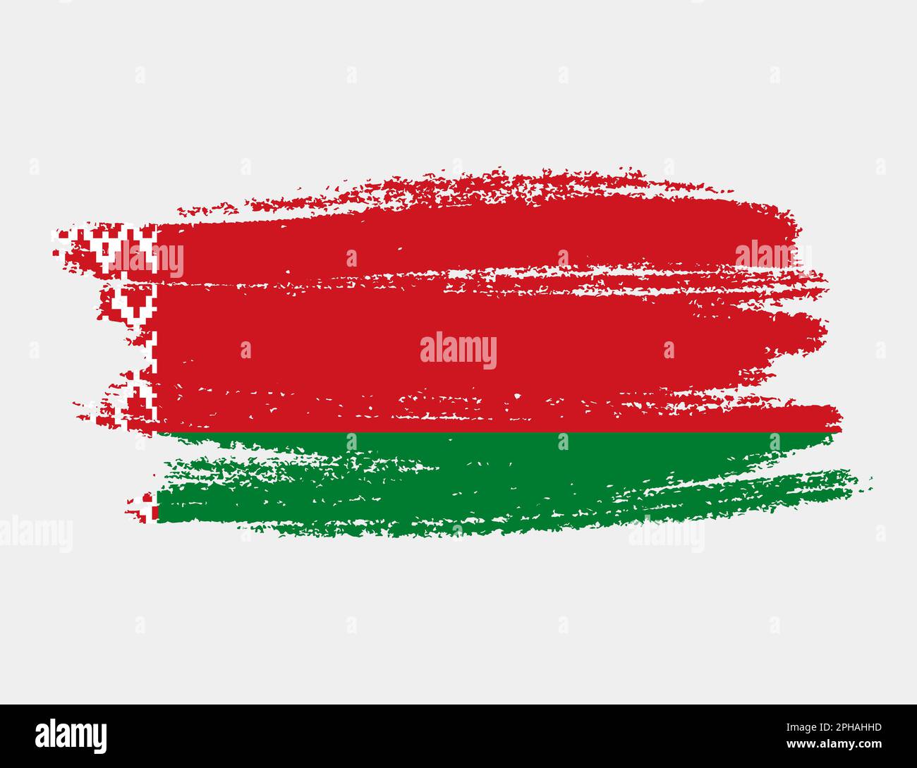 Artistic grunge brush flag of Belarus isolated on white background. Elegant texture of national country flag Stock Vector