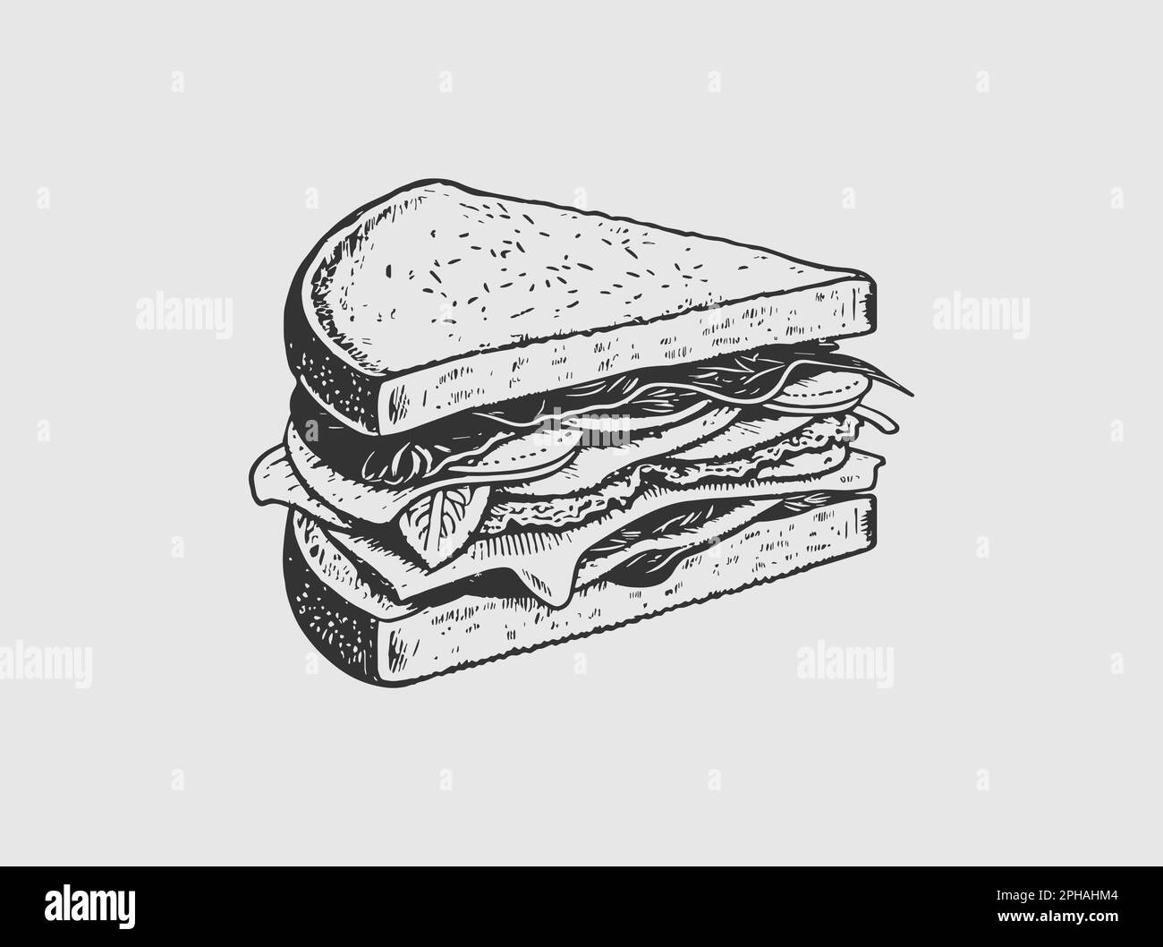 Hand drawn Illustration of Sandwich. Snack. Snacking. Delicious ...