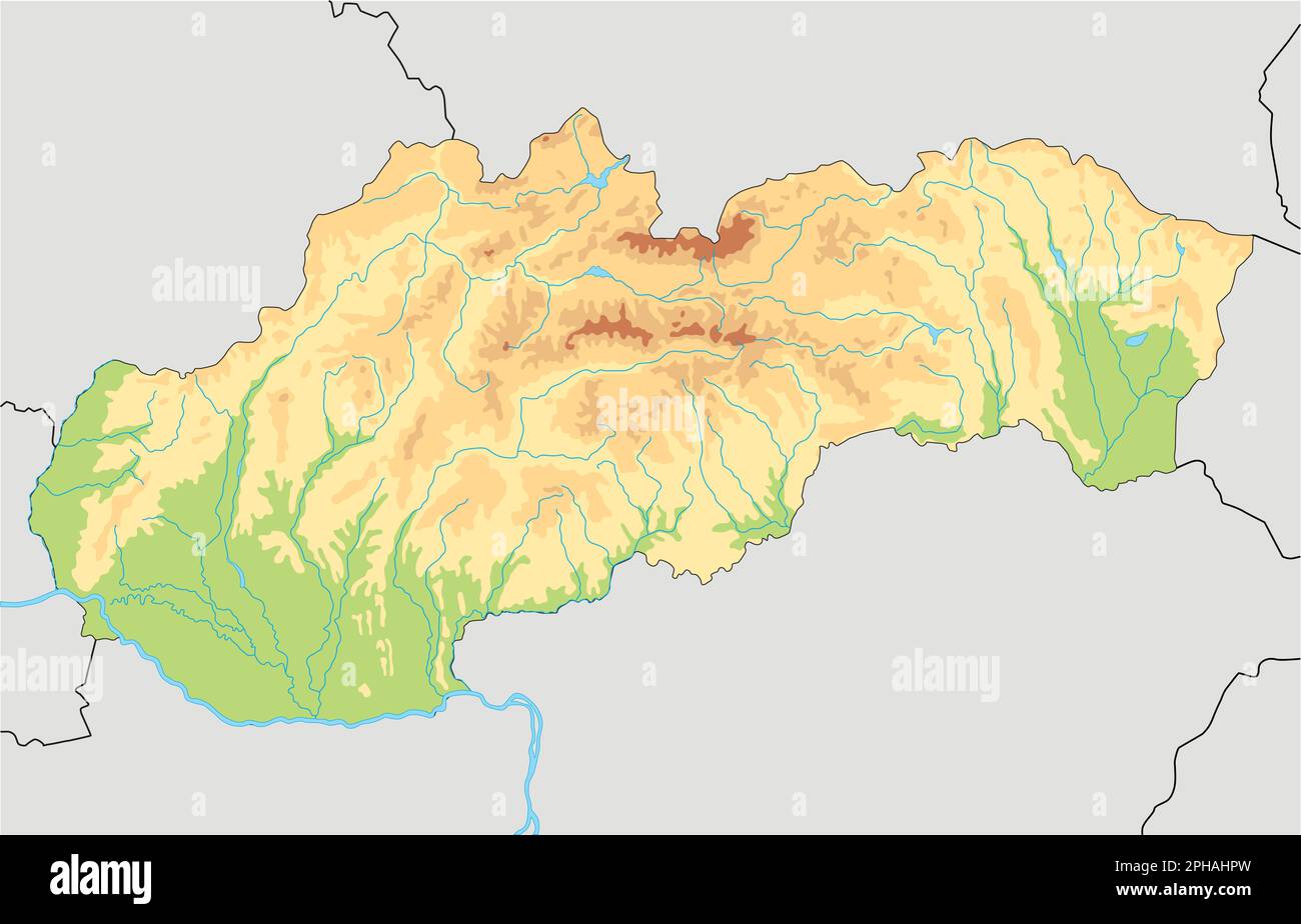 Highly detailed Slovakia physical map. Stock Vector