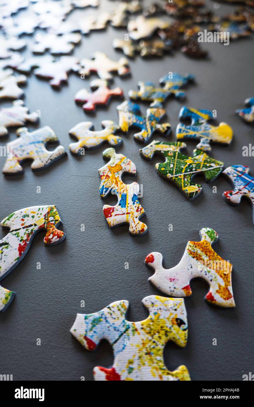 Close up of unfinished jigsaw puzzle, USA 2023 Stock Photo Alamy
