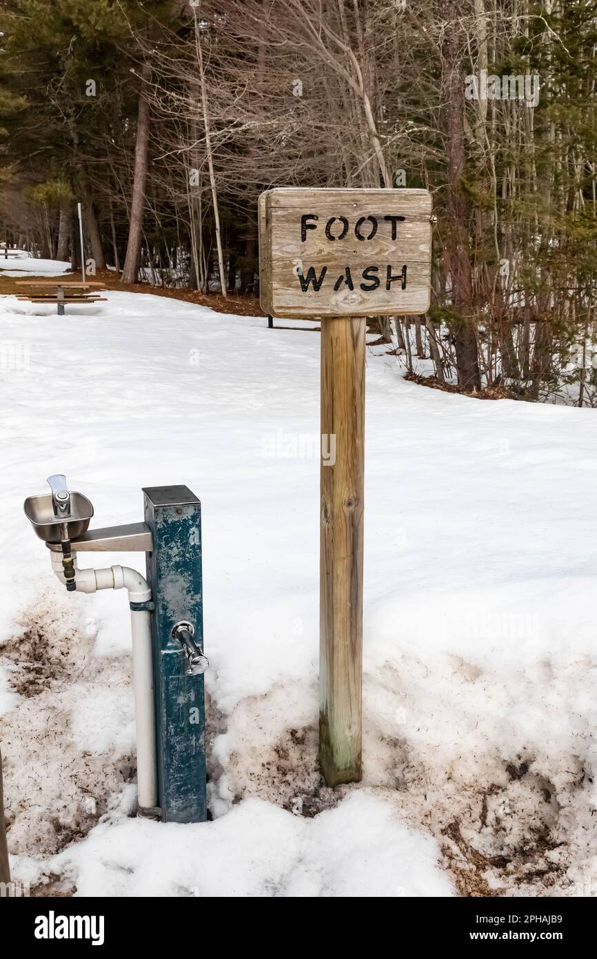 Foot washing station at Naubinway Rest Area at the northernmost point of Lake Michigan in the Upper Peninsula, Michigan, USA Stock Photo