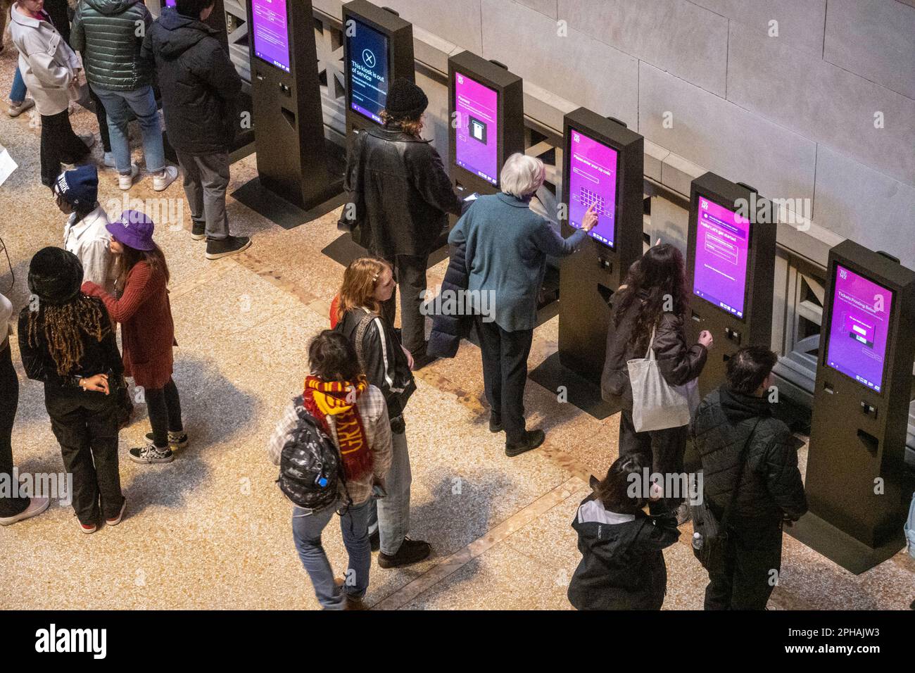 Many patrons use the selfserve ticket machines for admission into the