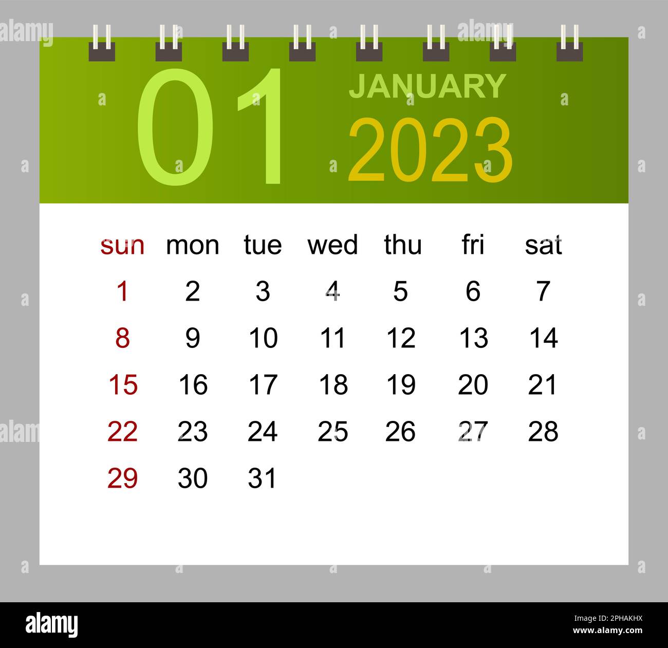 January 2023. Vector monthly calendar template 2023 year in simple style  for template design. Week starts from Sunday Stock Vector Image & Art -  Alamy
