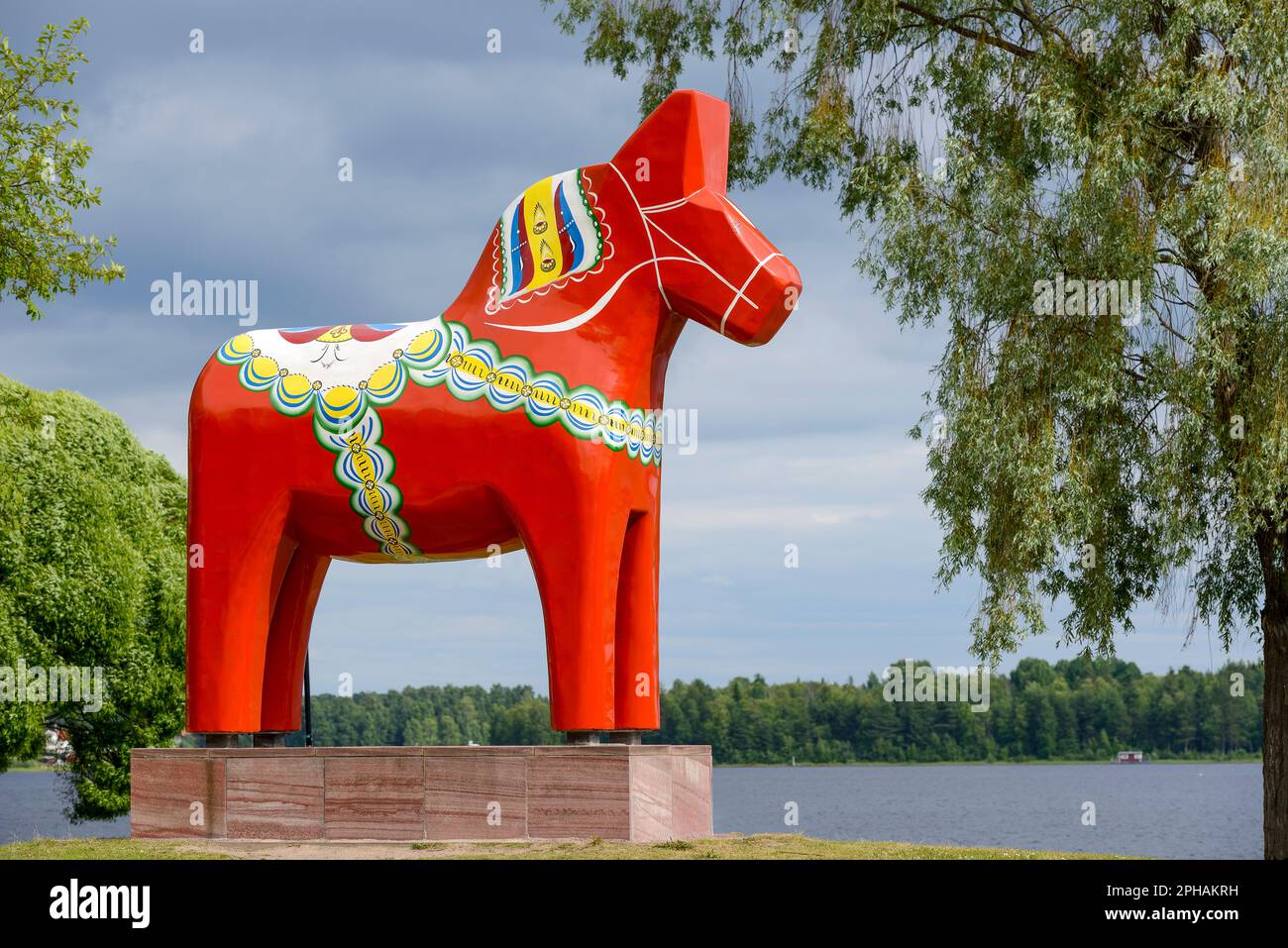 The world's largest wooden dalahäst, dala horse, Mora, Sweden Stock