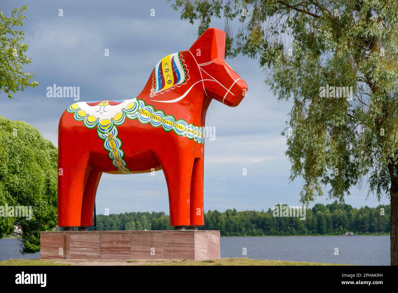 The world's largest wooden dalahäst, dala horse, Mora, Sweden Stock Photo