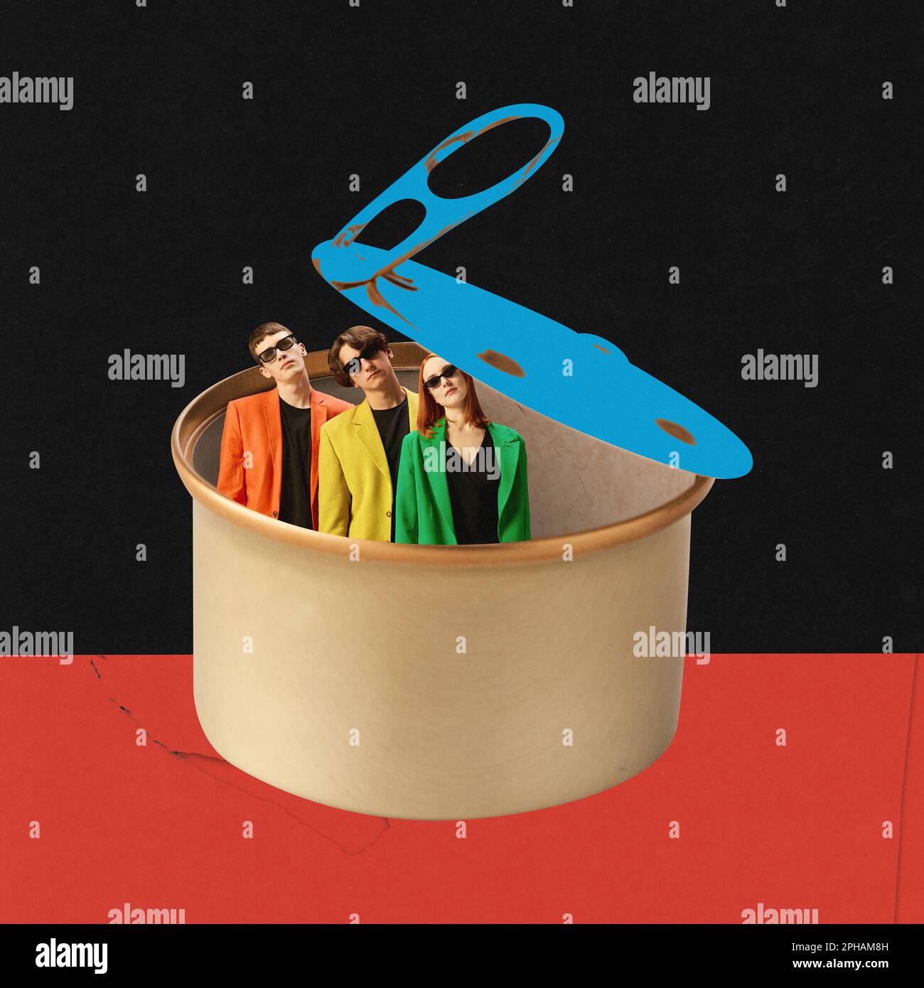 Office marionettes. Young employees in bright colorful jackets standing ...