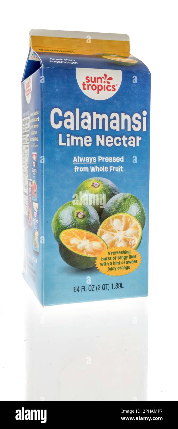 Winneconne, WI - 19 March 2023: A package of Sun tropics calamansi lime nectar drink on an isolated background. Stock Photo