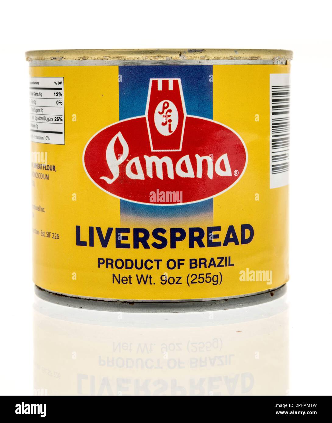 Winneconne, WI - 19 March 2023: A package of Pamana liver spread on an isolated background. Stock Photo