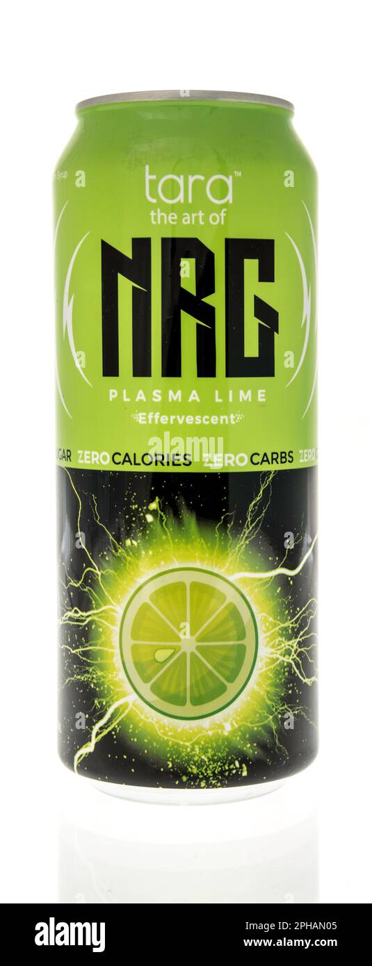Winneconne, WI - 19 March 2023: A can of tar the art of NRG plasma lime efferscent drink on an isolated background. Stock Photo