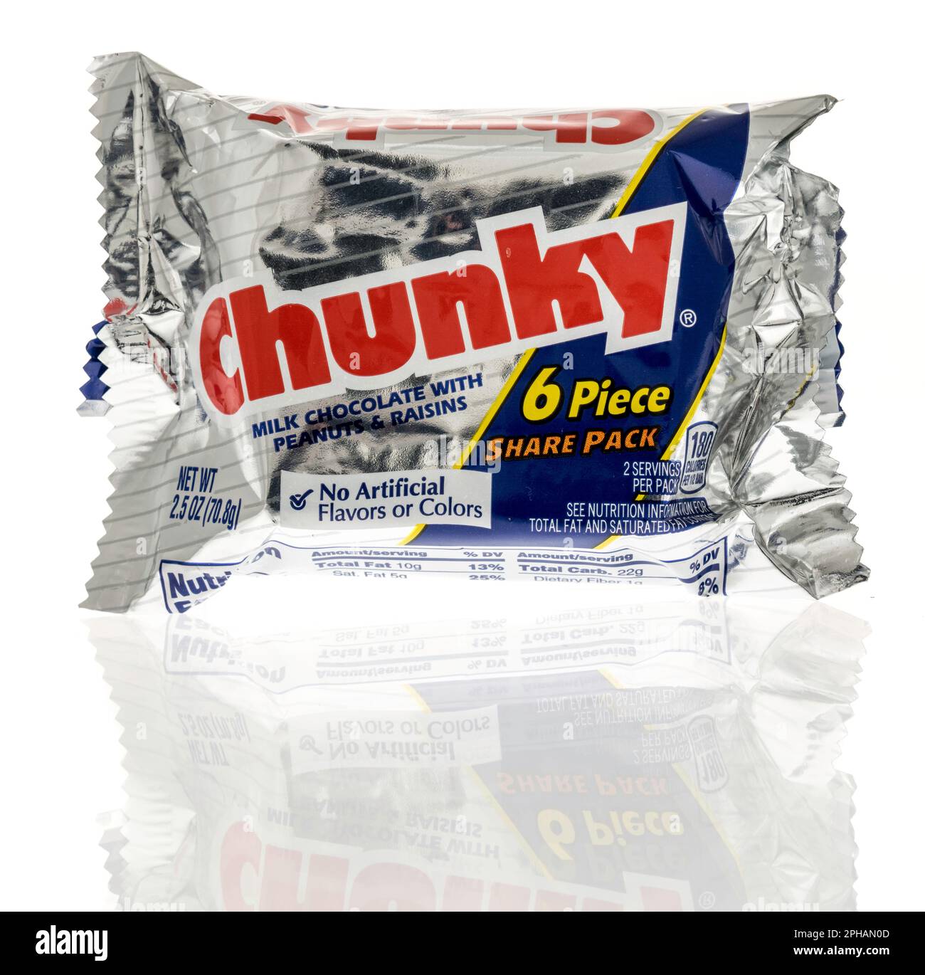 Winneconne, WI - 19 March 2023: A package of Chunky candy on an isolated background. Stock Photo