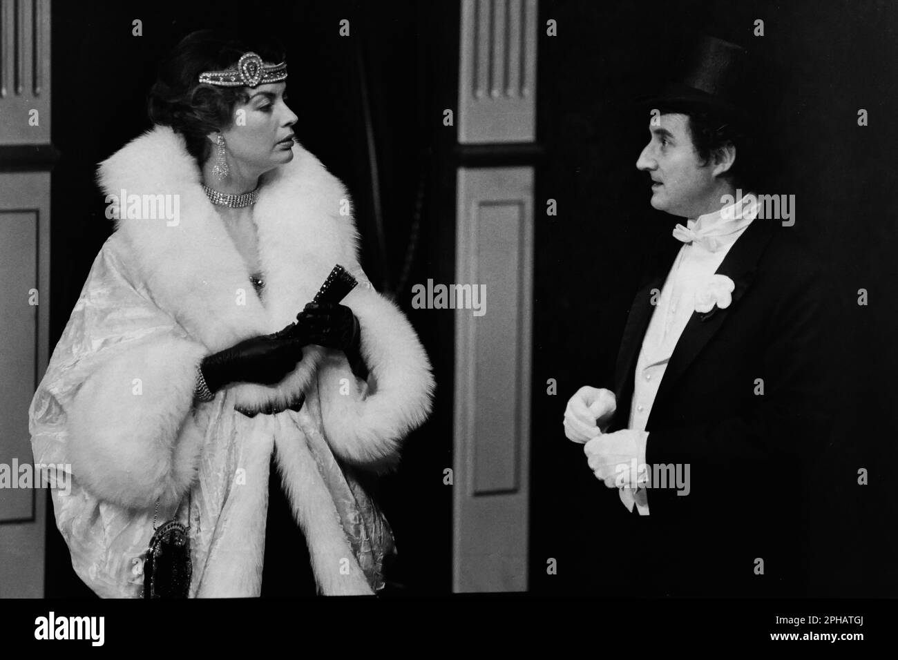 Archives 80ies: French actors Daniel Prevost and Yolande Folliot, 'La Prise de Berg-op-Zoom', Celestins Theater, Lyon, France, 1985 Stock Photo
