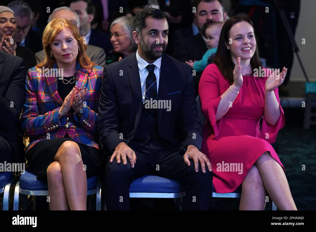 (left to right) Ash Regan, Humza Yousaf and Kate Forbes at Murrayfield ...