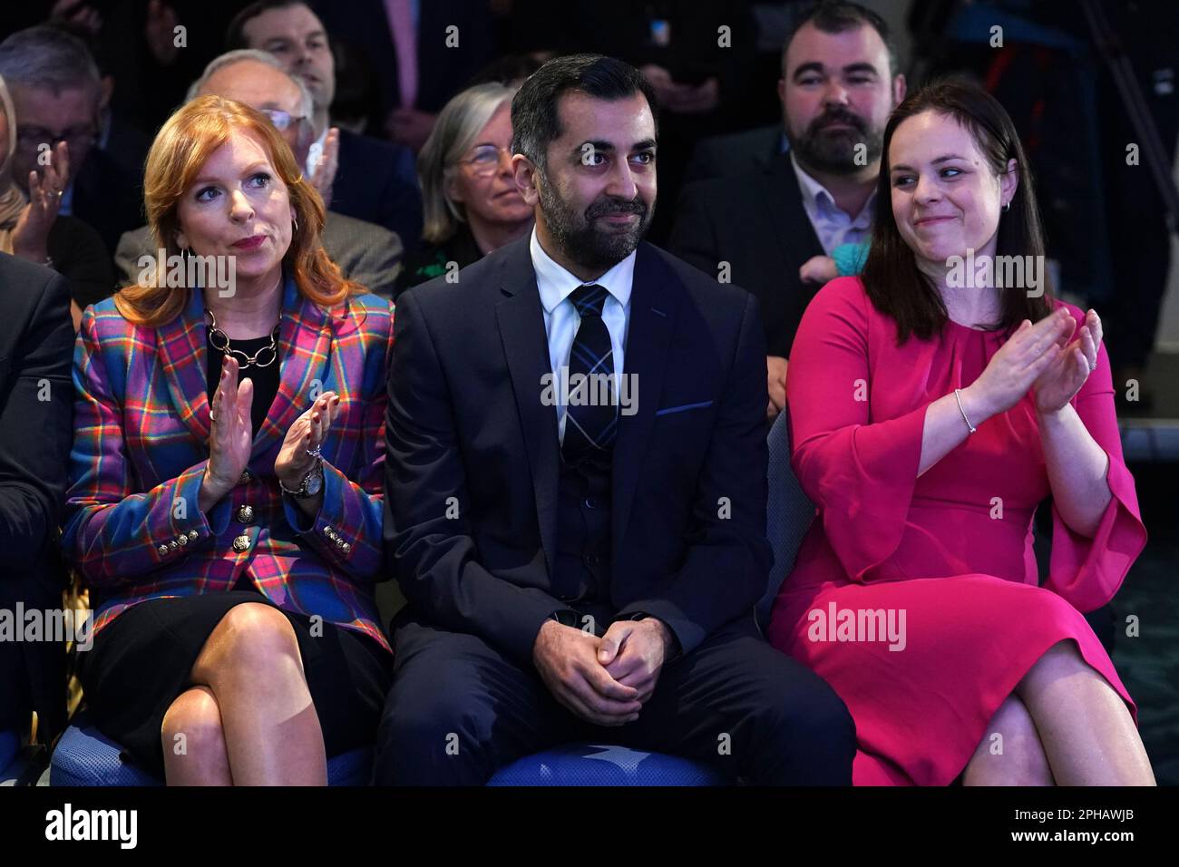 (left to right) Ash Regan, Humza Yousaf and Kate Forbes at Murrayfield ...