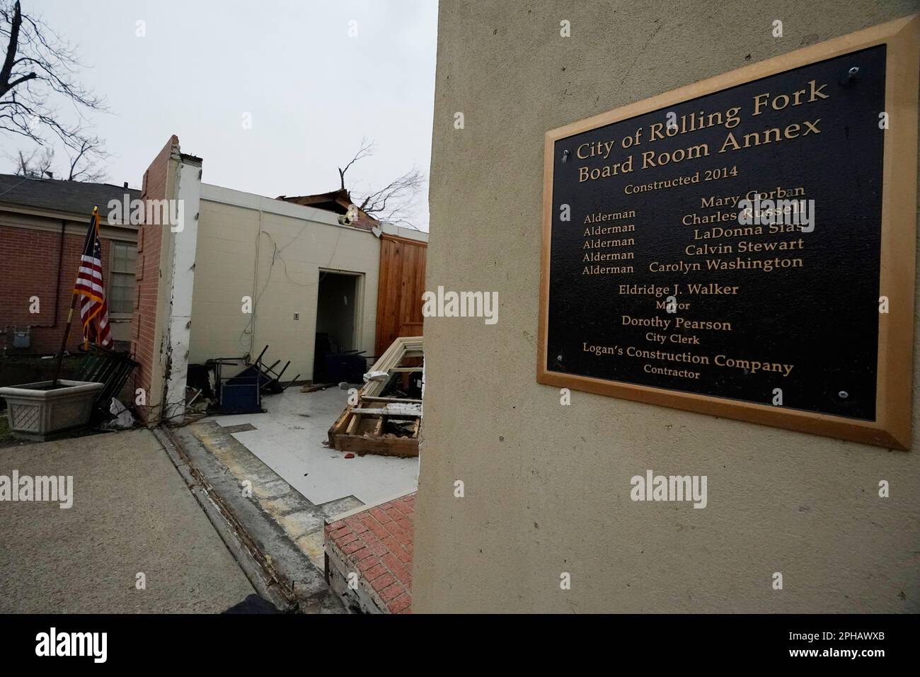 A blown down wall and ripped off roof open a main room to the Rolling