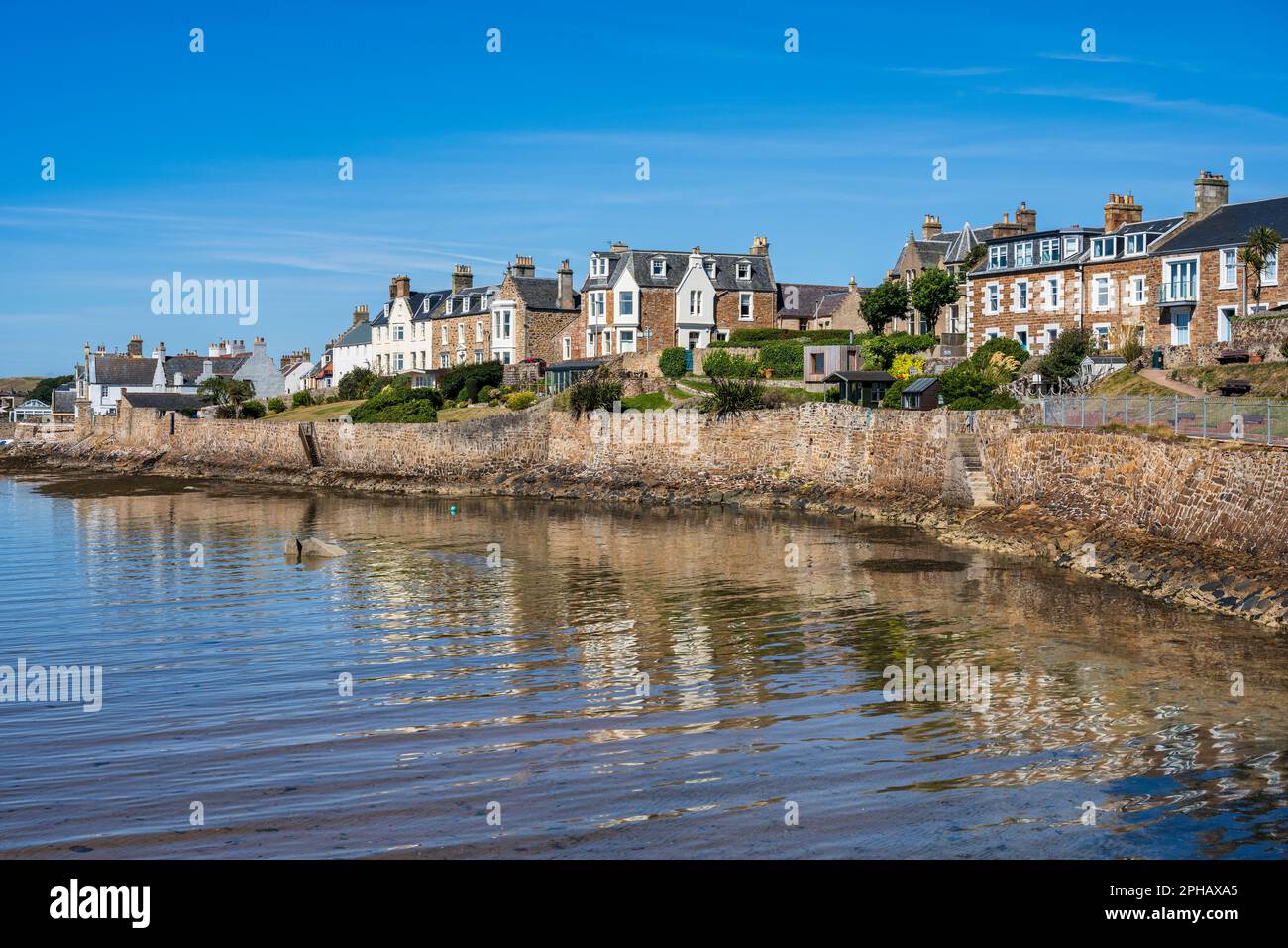 Seafront houses at Scottish coastal town of Elie in East Neuk of Fife