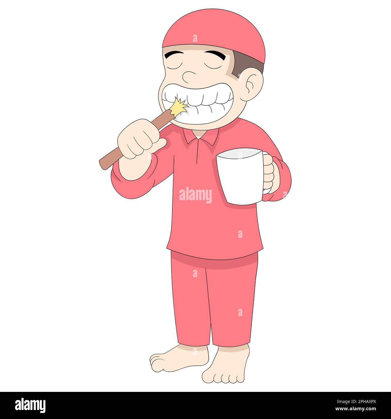 islamic boy is cleaning teeth taking Stock Vector Image & Art Alamy