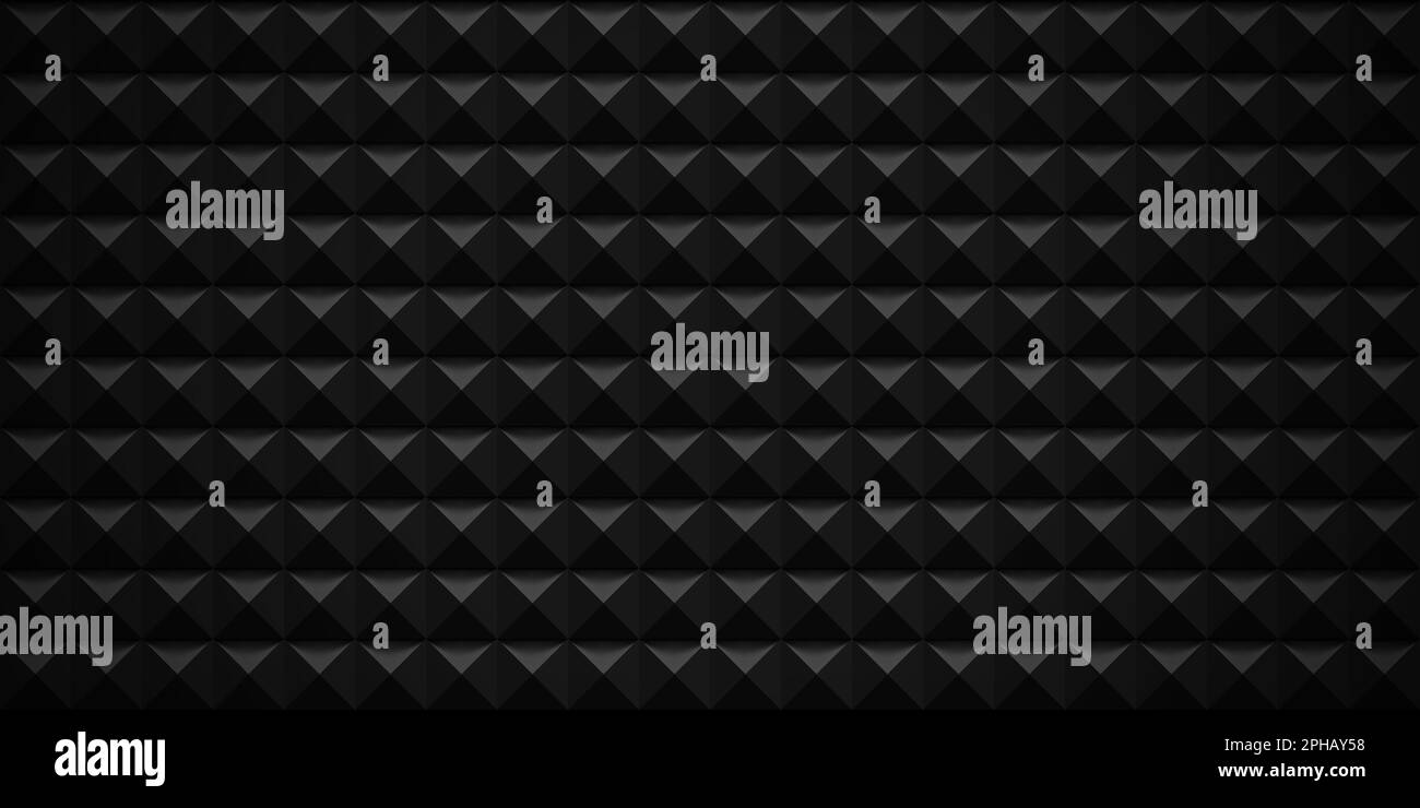Acoustical noise reduction foam with pyramid shapes. Recording studio background. Sound absorbing material. Vector repeating pattern. Stock Vector