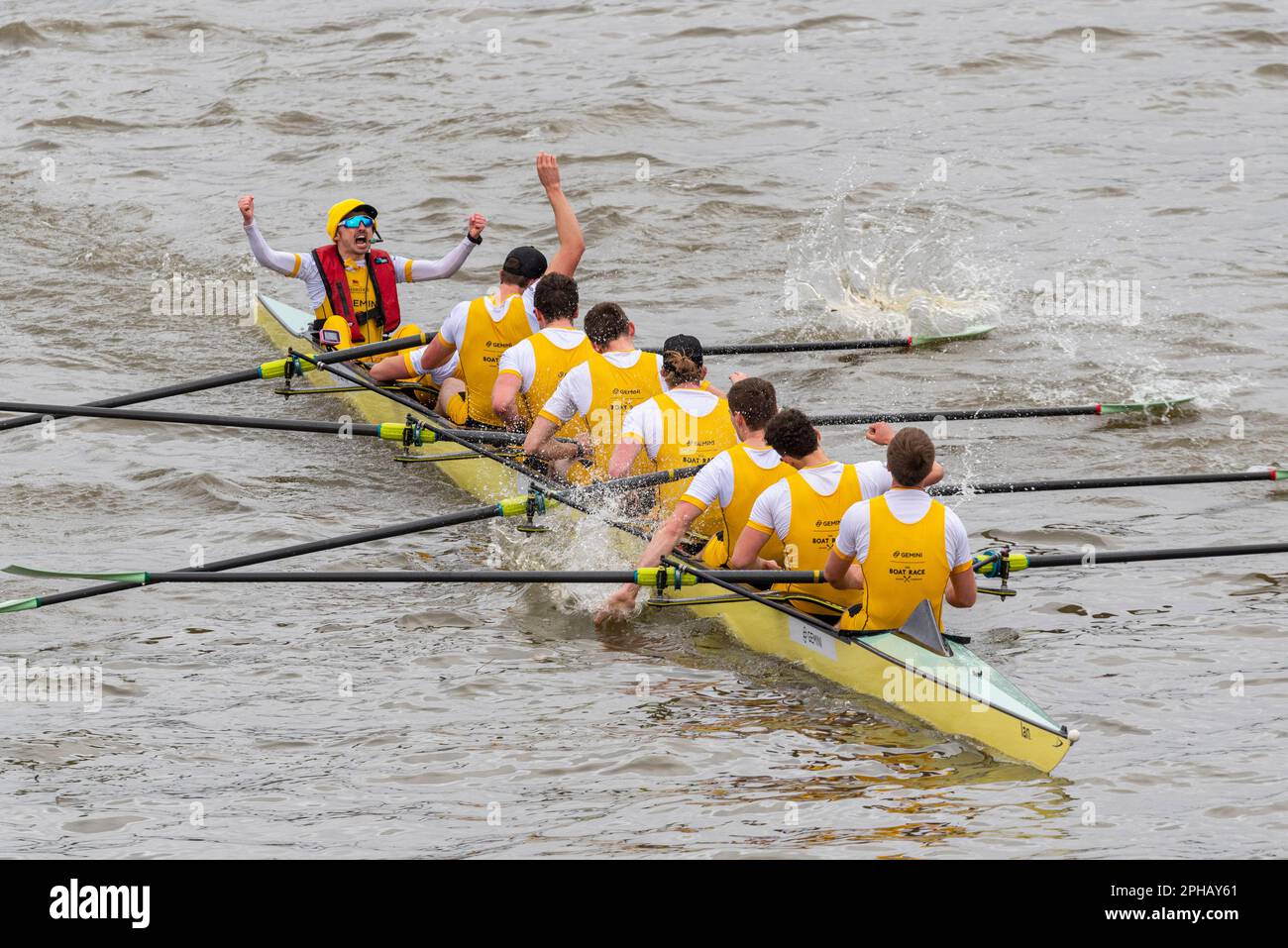 Boat Race 2023. Goldie, Cambridge Men's reserve team crew celebrating ...