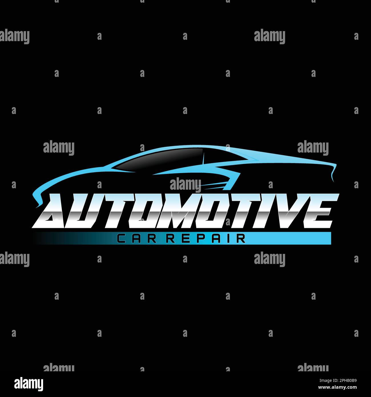 Stylish Auto Car Repair Logo Template vector on black background Stock ...