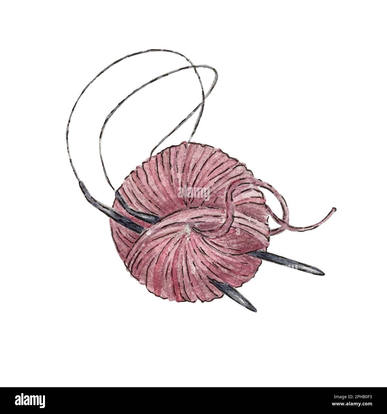 watercolor drawing. a ball of wool and knitting needles. needlework vintage  illustration. 25424213 Vector Art at Vecteezy, Knitting Needles