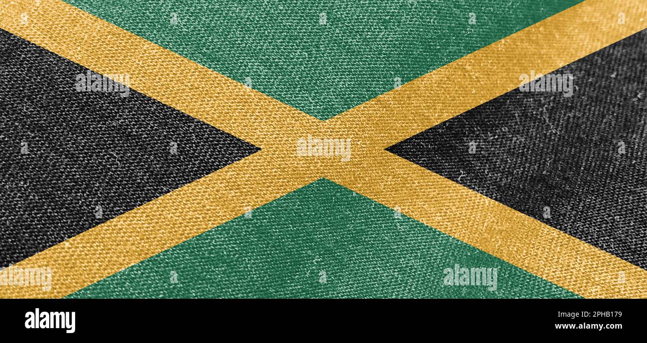 Jamaica fabric flag cotton material wide flags wallpaper colored fabric Jamaica flag background Stock Photo
