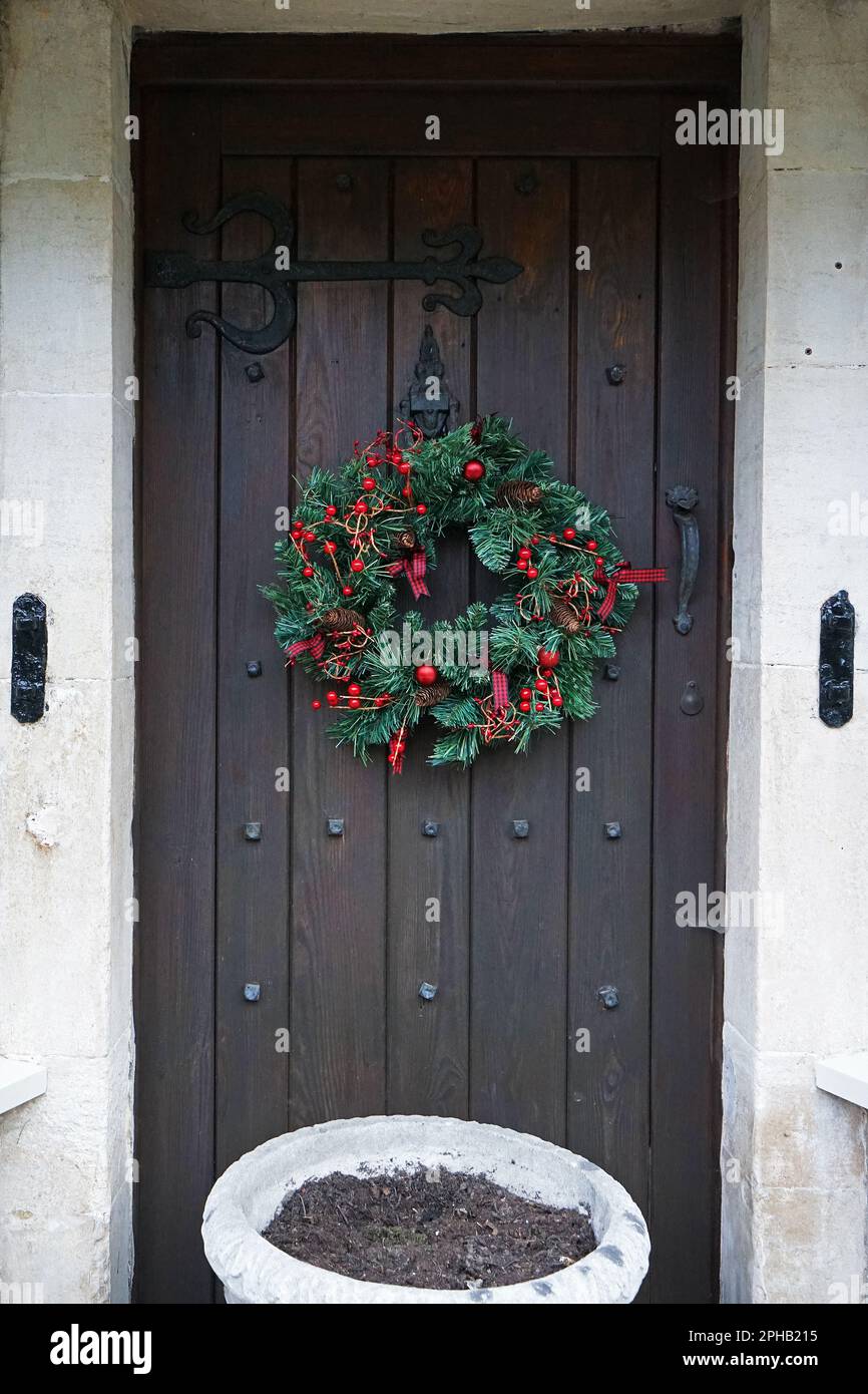 Christmas theme door decorating idea Stock Photo - Alamy