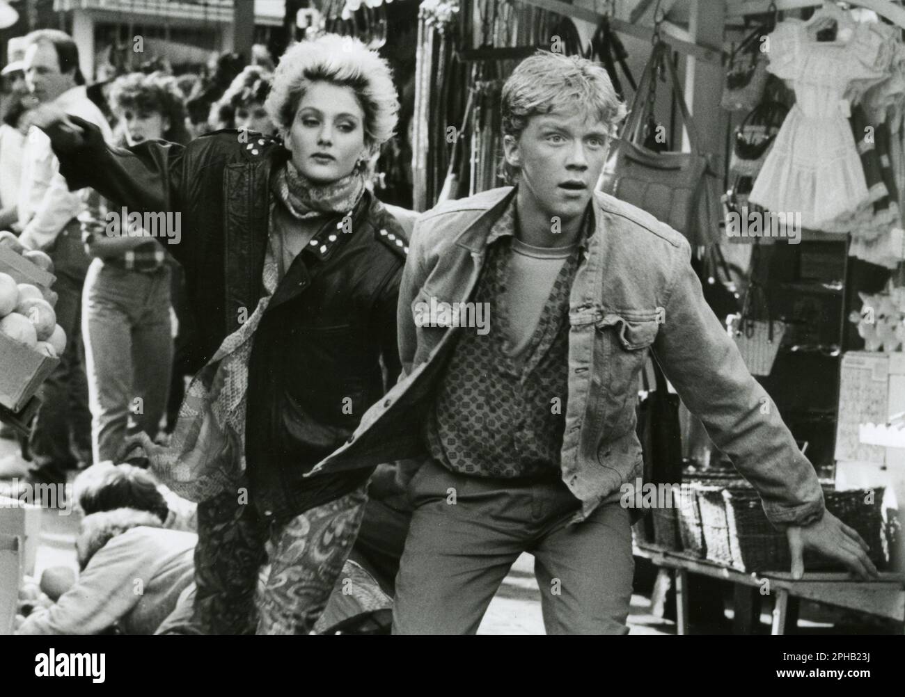 Actress Jenny Wright and actor Anthony Michael Hall in the movie Out of Bounds, USA 1986 Stock Photo