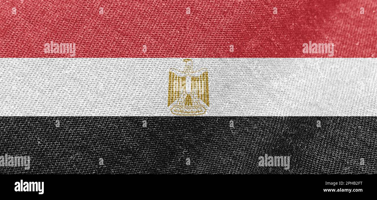 Egypt flag fabric cotton material wide flag wallpaper of Egyptian Stock