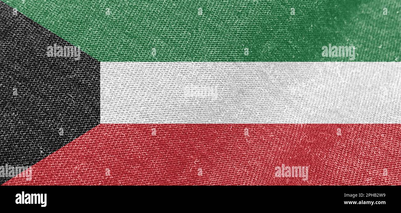 Kuwait flag fabric cotton material wide flag wallpaper Stock Photo Alamy