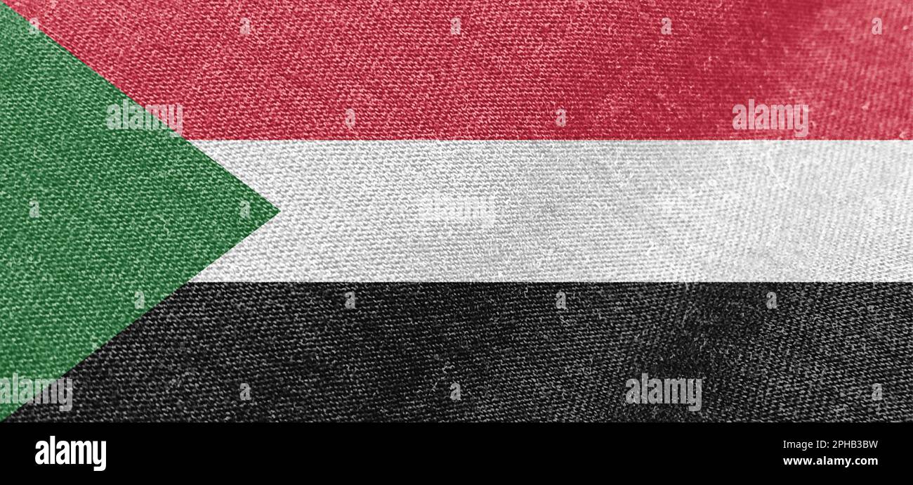 Sudan flag fabric cotton material wide flag wallpaper Stock Photo