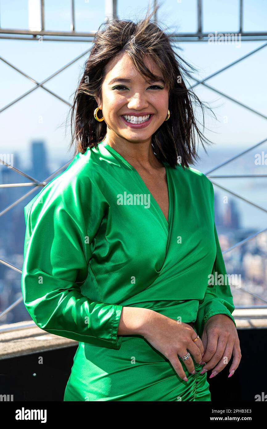 New York, NY, USA. 27 March, 2023.  Peyton Elizabeth Lee at the celebration of the new movie PROM PACT and season 2 of the TV show DOOGIE KAMEALOHA, M.D. at The Empire State Building. Credit: Steve Mack/Alamy Live News Stock Photo