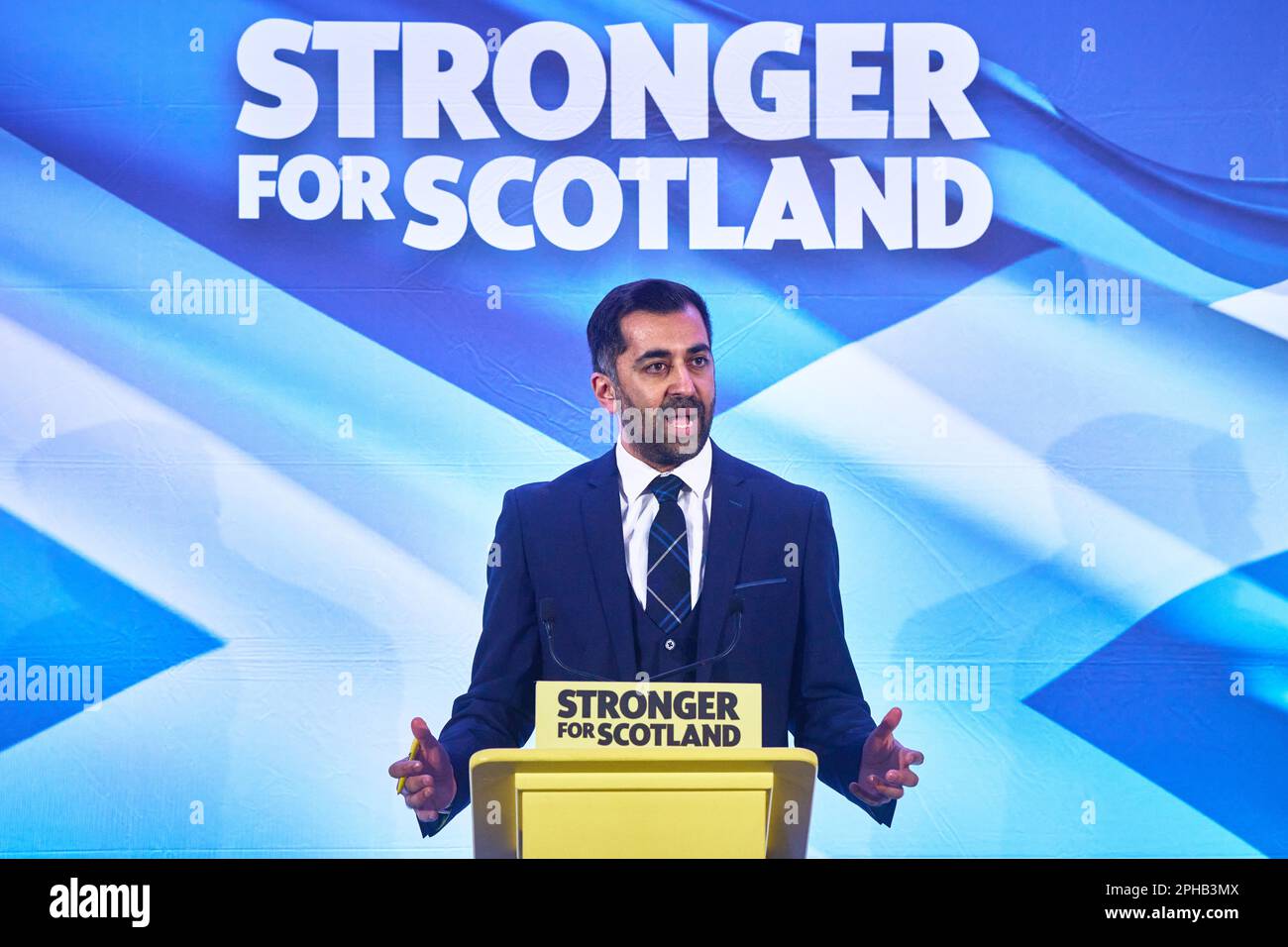 Edinburgh Scotland, UK 27 March 2023. Humza Yousaf at the SNP