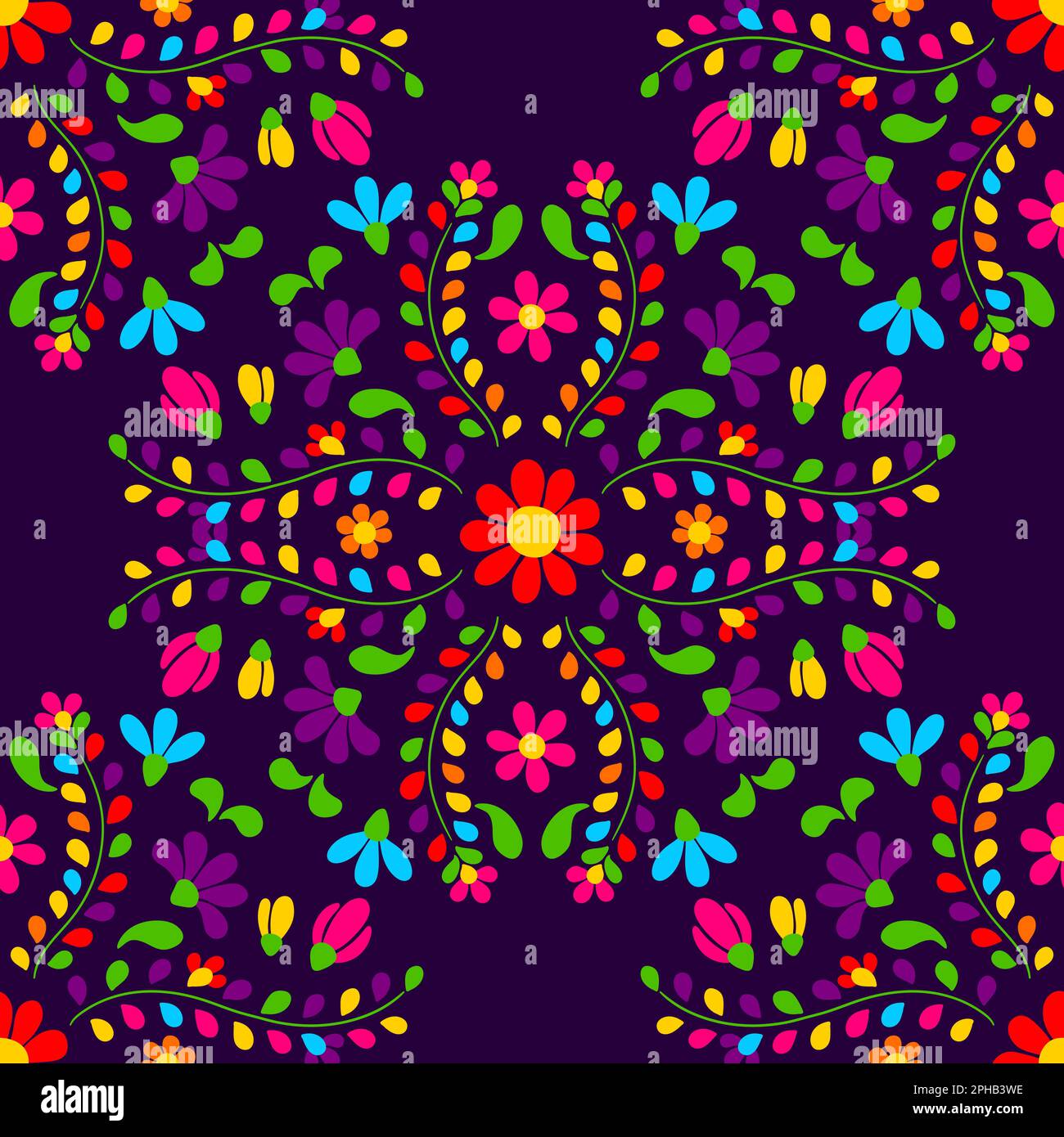 Mexican floral embroidery pattern. Traditional ornament of flowers and ...