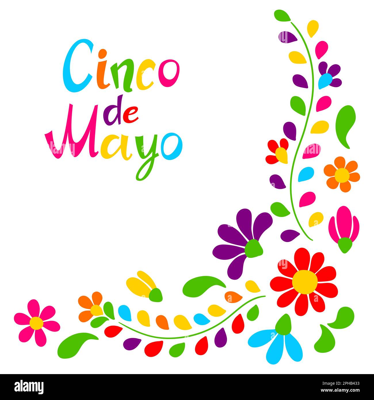 Cinco de Mayo floral embroidery. Mexican traditional ornament of ...